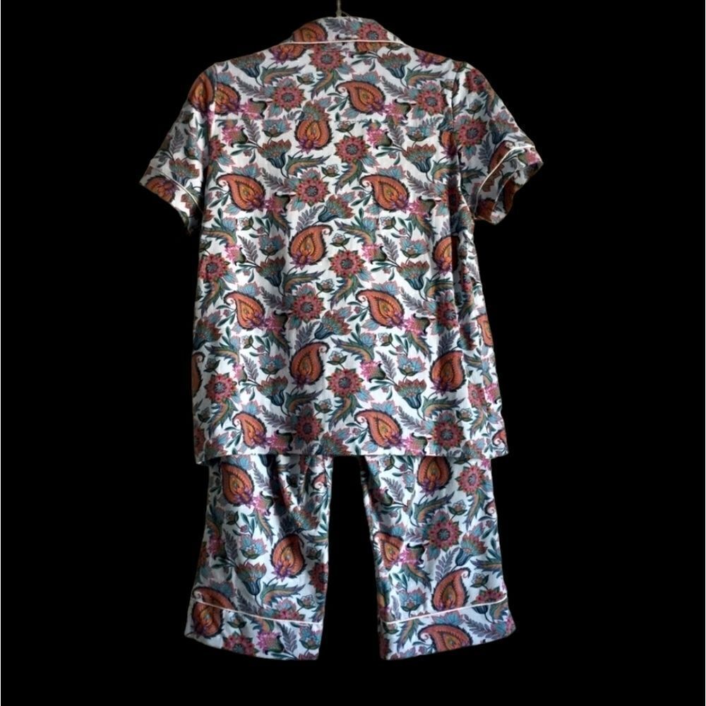 SOFT SURROUNDINGS Harbour Orleans Blue Paisley Button Up Crop Pajama Set - XS - Picture 2 of 7